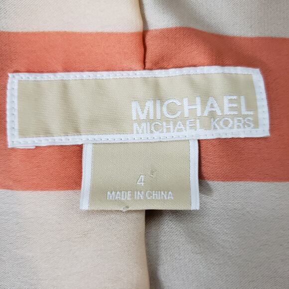 Michael Kors Blazer Jacket Women 4 Angled Hem Ruched Sleeves Lined Black Cotton - Picture 11 of 12